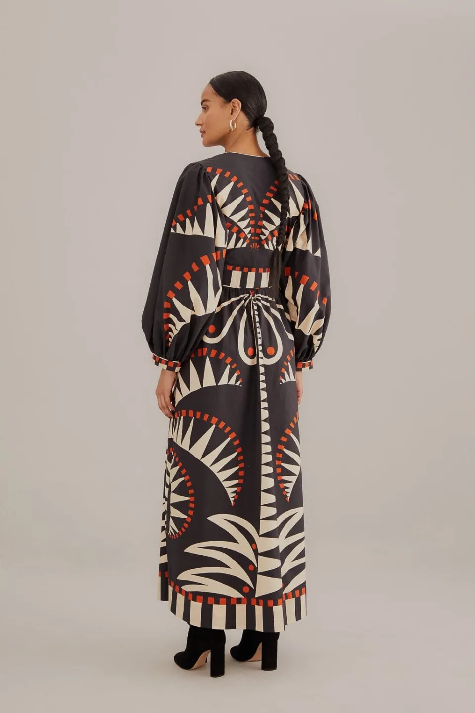 FARM Rio Robes Longues<Robe longue noire à manches bouffantes Coconut Grove
