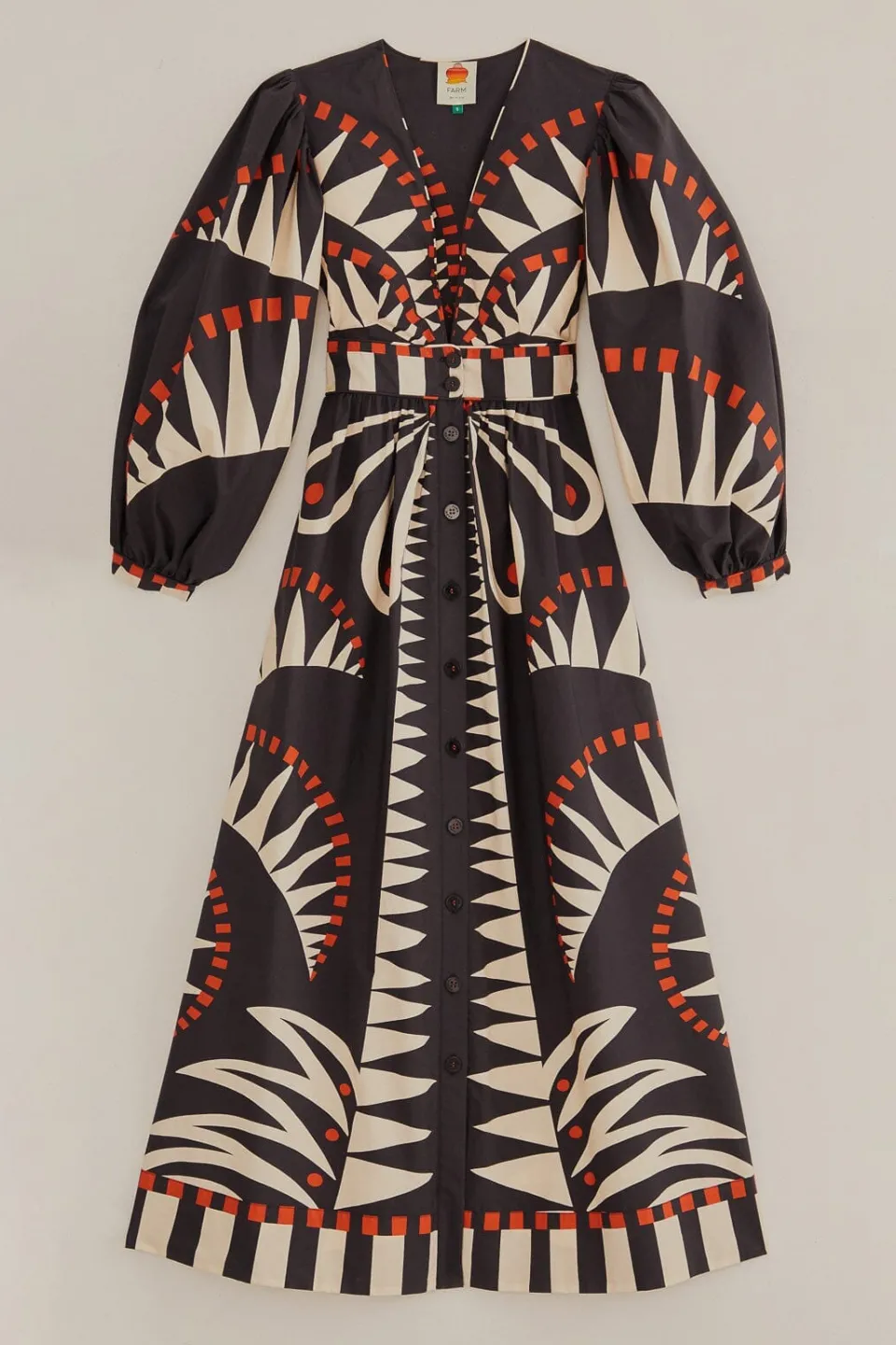 FARM Rio Robes Longues<Robe longue noire à manches bouffantes Coconut Grove