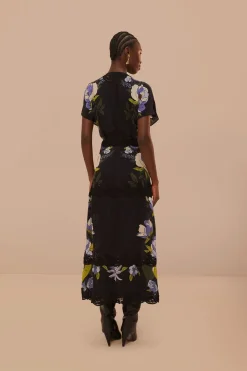 FARM Rio  Robes Longues<Robe longue noire en dentelle de jardin douce