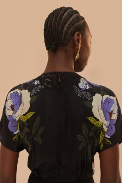 FARM Rio  Robes Longues<Robe longue noire en dentelle de jardin douce