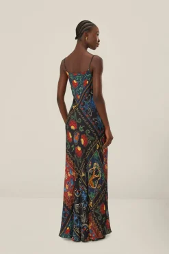 FARM Rio  Robes Longues<Robe longue noire sans manches en LENZING™ ECOVERO™ avec foulards arab