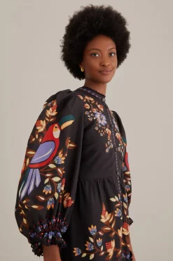 FARM Rio  Robes Longues<Robe longue noire Winter Garden à manches longues