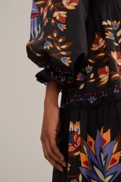 FARM Rio Robes Longues<Robe longue noire Winter Garden à manches longues