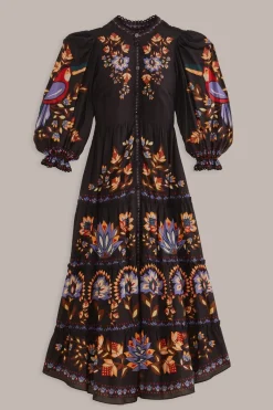 FARM Rio Robes Longues<Robe longue noire Winter Garden à manches longues