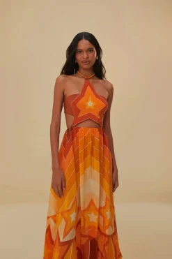 FARM Rio  Robes Longues<Robe longue orange à rayures dégradées