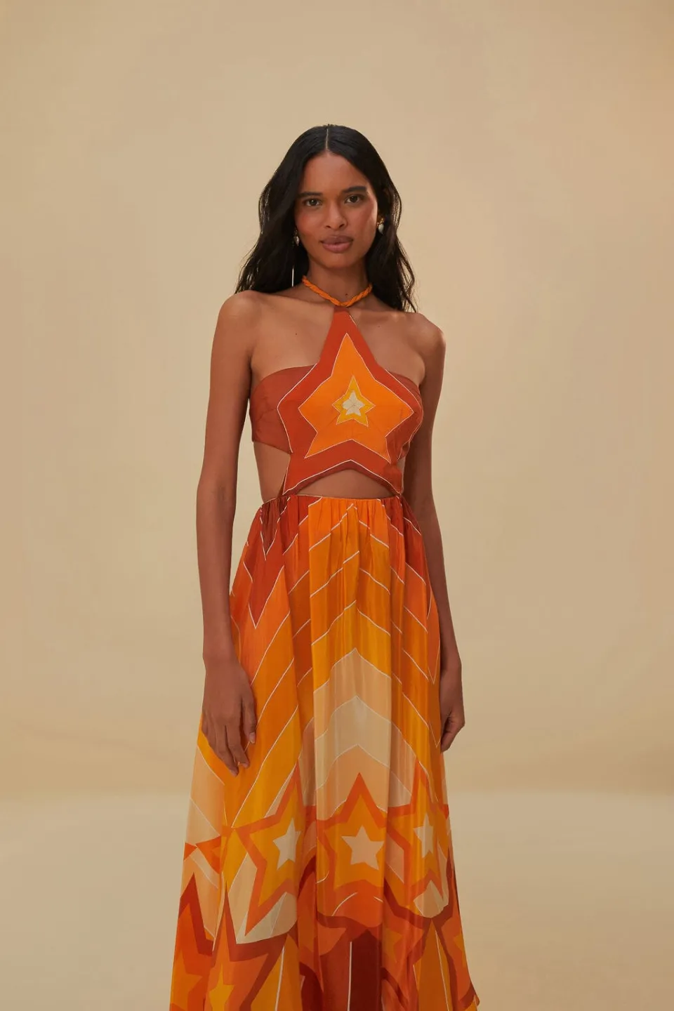 FARM Rio Robes Longues<Robe longue orange à rayures dégradées