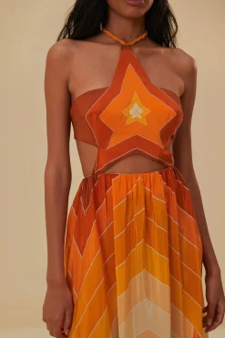 FARM Rio  Robes Longues<Robe longue orange à rayures dégradées