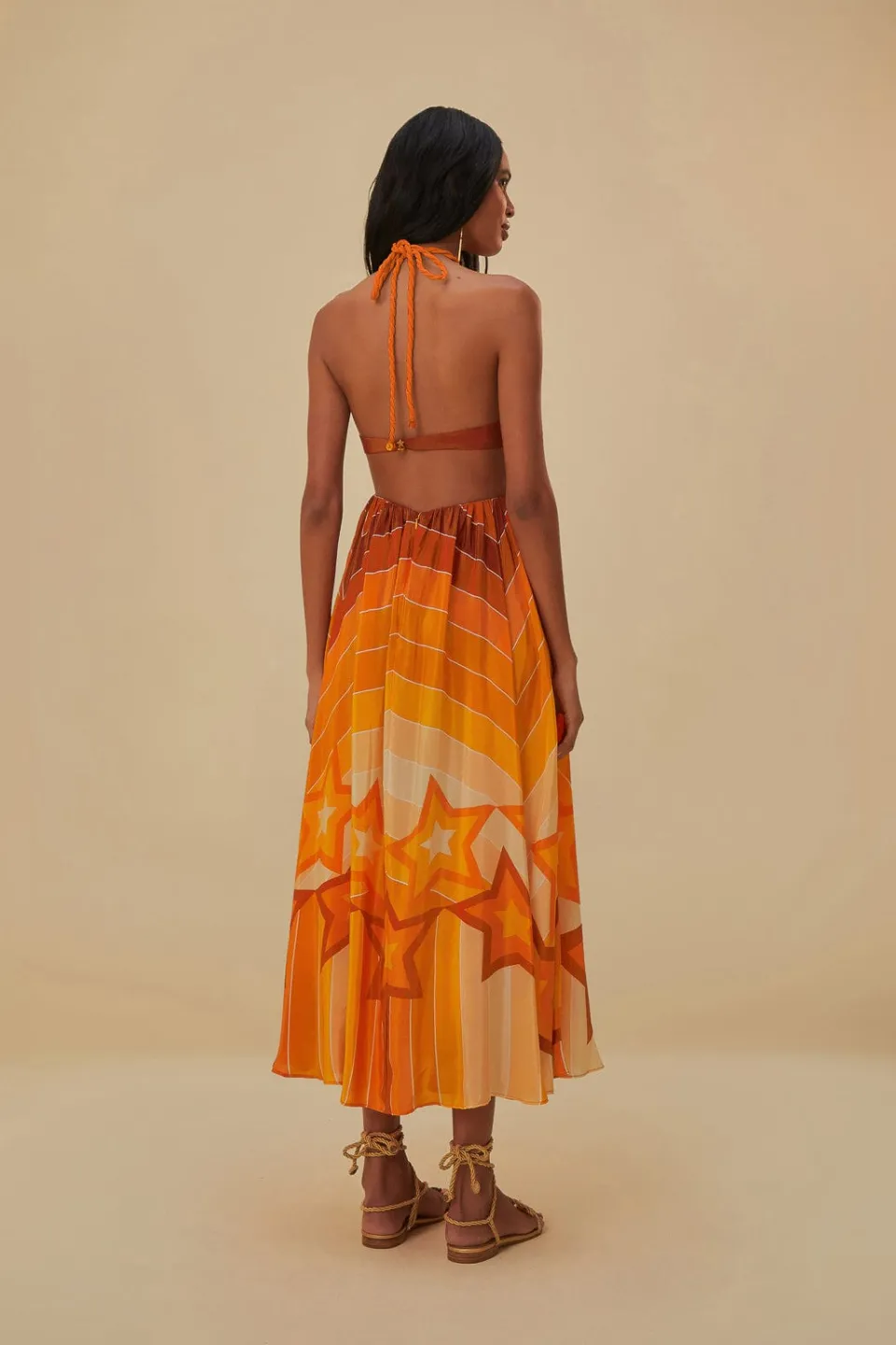 FARM Rio Robes Longues<Robe longue orange à rayures dégradées