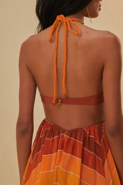 FARM Rio Robes Longues<Robe longue orange à rayures dégradées