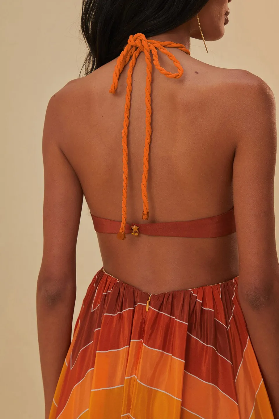 FARM Rio Robes Longues<Robe longue orange à rayures dégradées