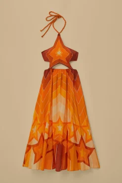 FARM Rio Robes Longues<Robe longue orange à rayures dégradées