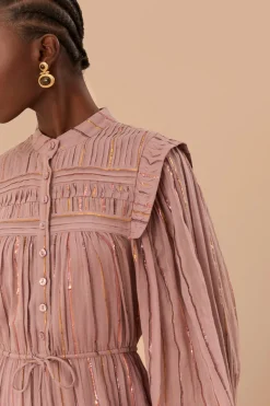 FARM Rio  Robes Longues<Robe longue plissée rose clair à volants