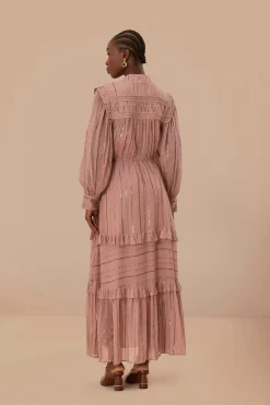 FARM Rio Robes Longues<Robe longue plissée rose clair à volants