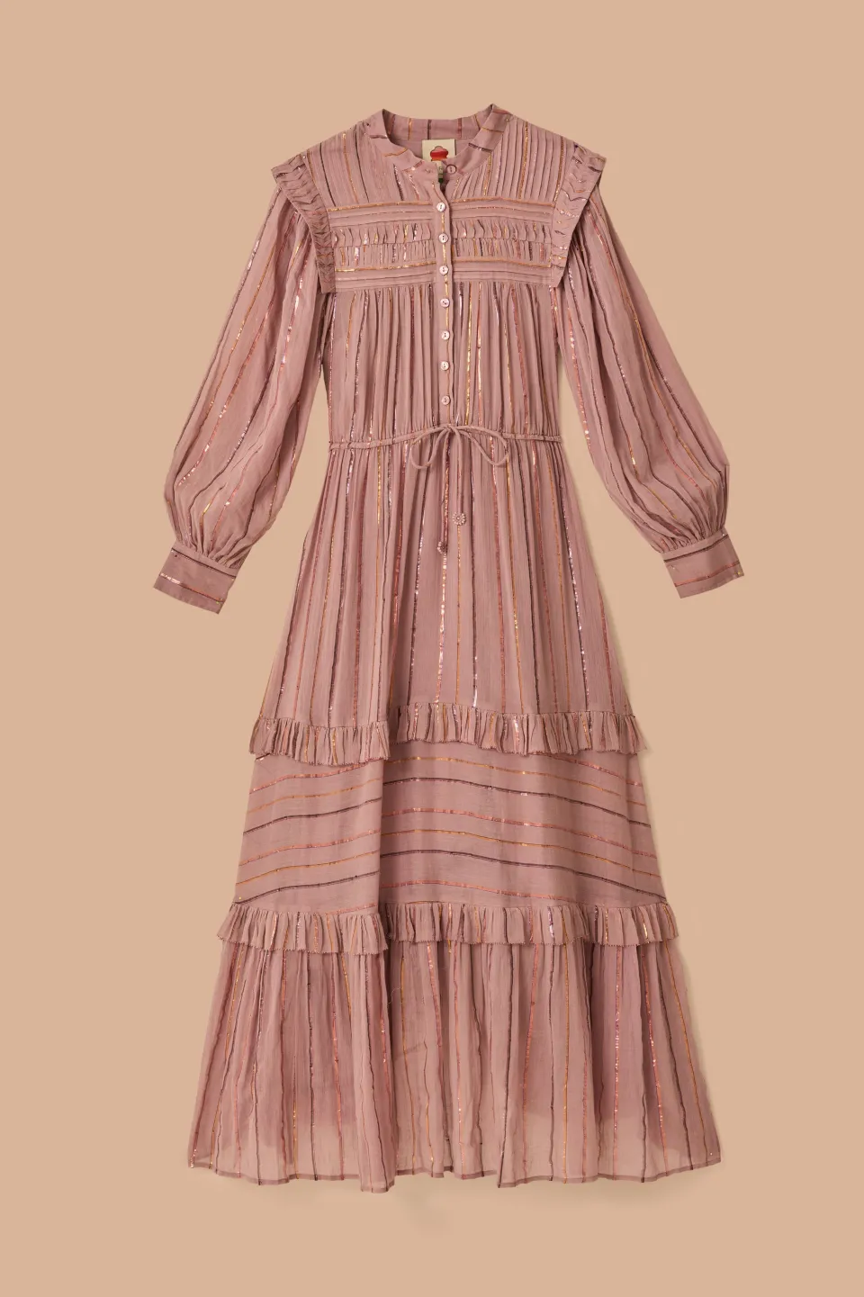FARM Rio Robes Longues<Robe longue plissée rose clair à volants