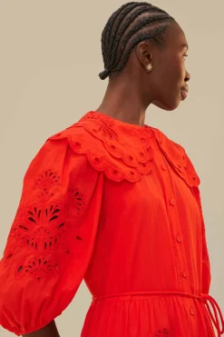 FARM Rio  Robes Longues<Robe longue Richelieu rouge colibri