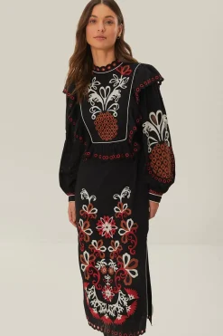 FARM Rio  Robes Longues<Robe longue Richilieu à manches longues et motif mandala cajou