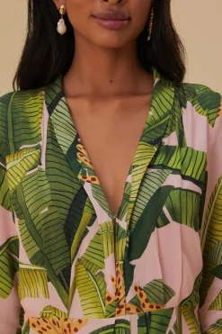 FARM Rio  Robes Longues<Robe longue rose à feuilles de bananier