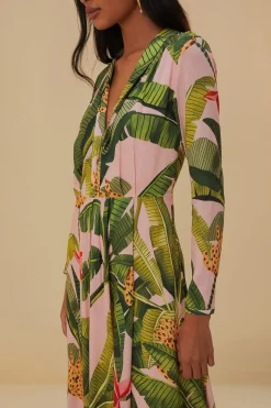 FARM Rio  Robes Longues<Robe longue rose à feuilles de bananier