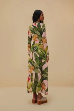 FARM Rio  Robes Longues<Robe longue rose à feuilles de bananier