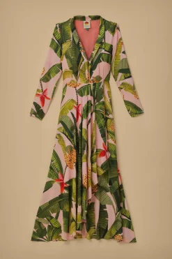 FARM Rio  Robes Longues<Robe longue rose à feuilles de bananier