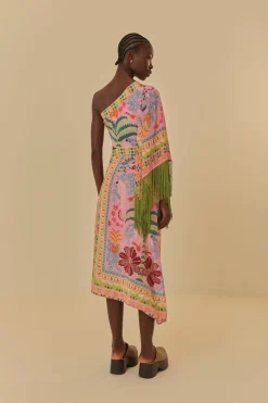FARM Rio  Robes Longues<Robe longue rose à une épaule avec foulard Queen Fruits