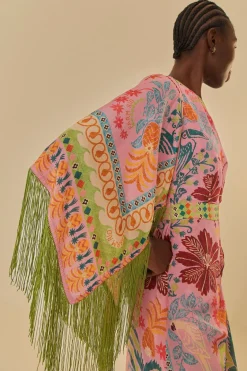 FARM Rio  Robes Longues<Robe longue rose à une épaule avec foulard Queen Fruits