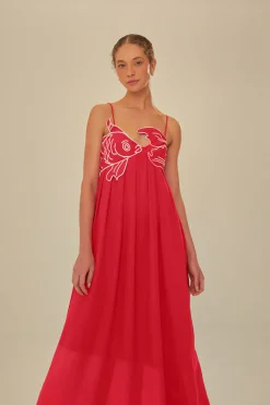 FARM Rio  Hauts Courts|Robes Longues<Robe longue rouge à haut poisson