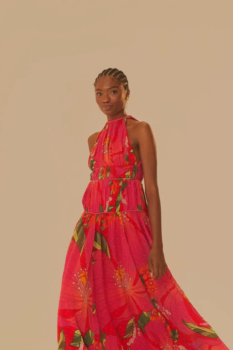 FARM Rio Robes Longues<Robe longue rouge sans manches à fleurs Pietra