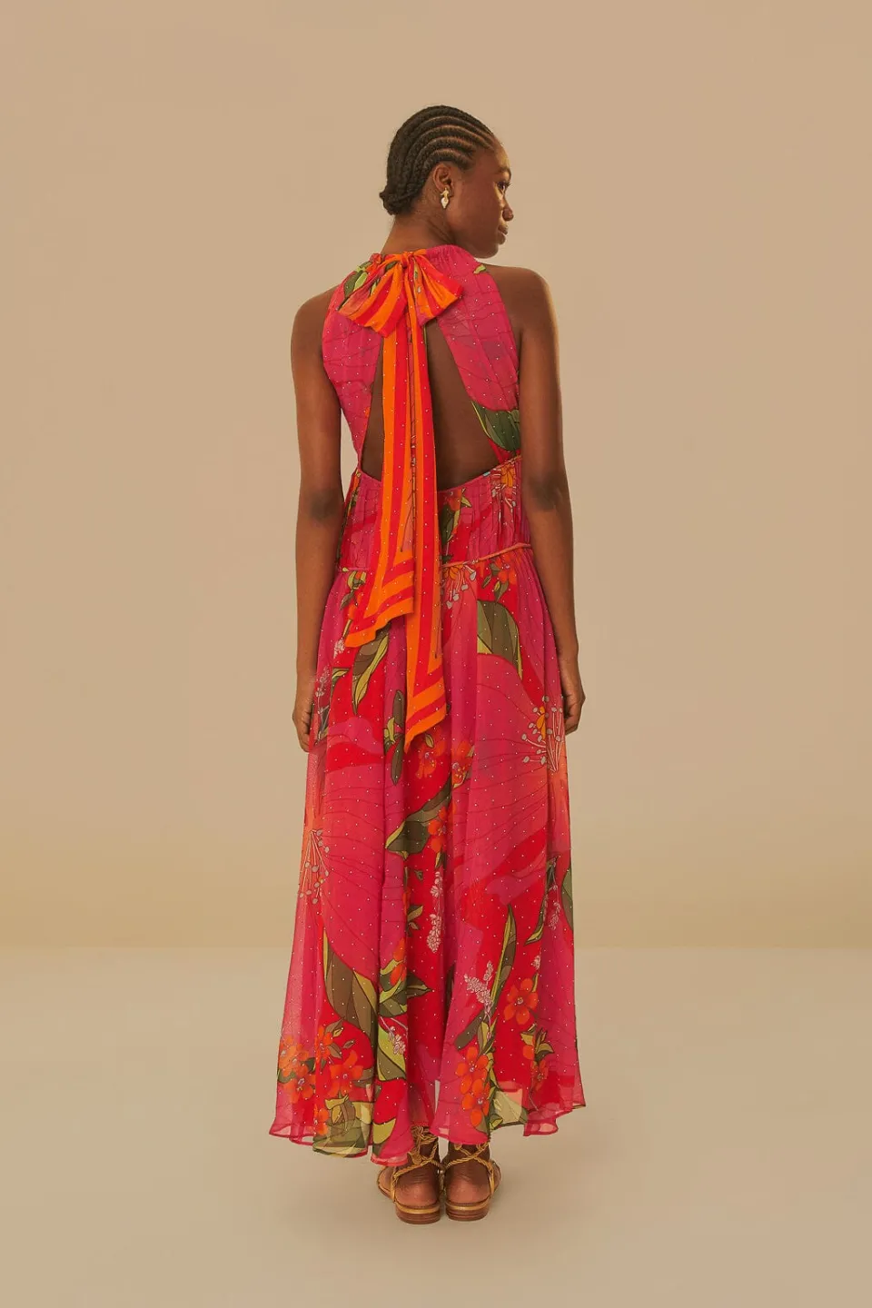 FARM Rio Robes Longues<Robe longue rouge sans manches à fleurs Pietra