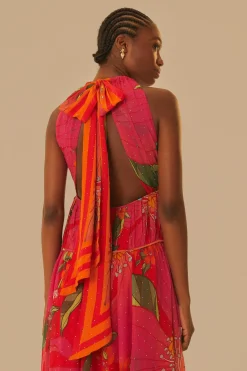 FARM Rio Robes Longues<Robe longue rouge sans manches à fleurs Pietra