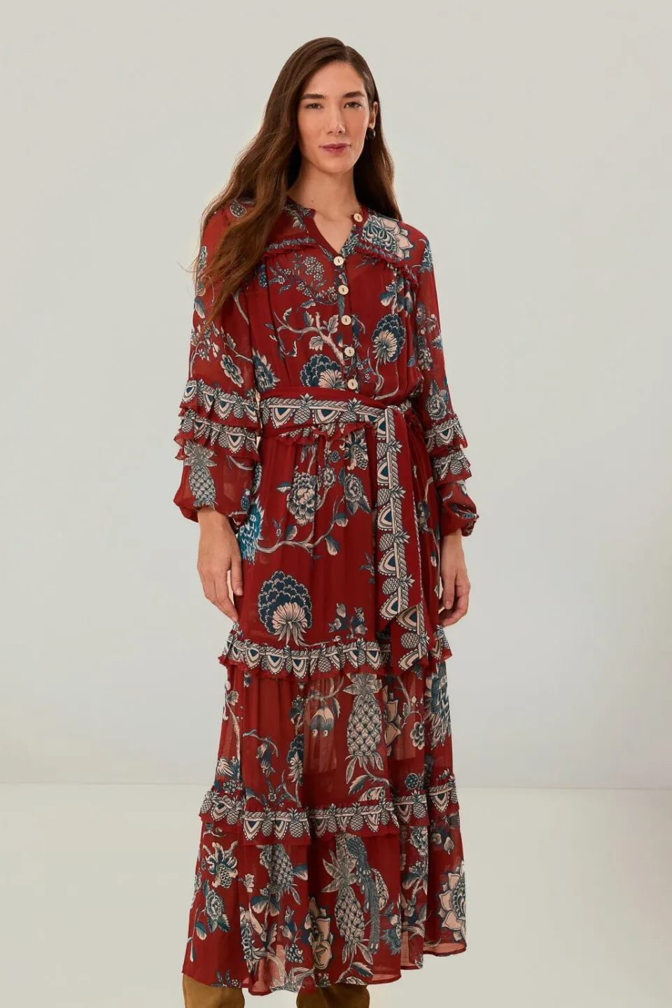 FARM Rio Robes Longues<Robe longue rouge Tropical Landing