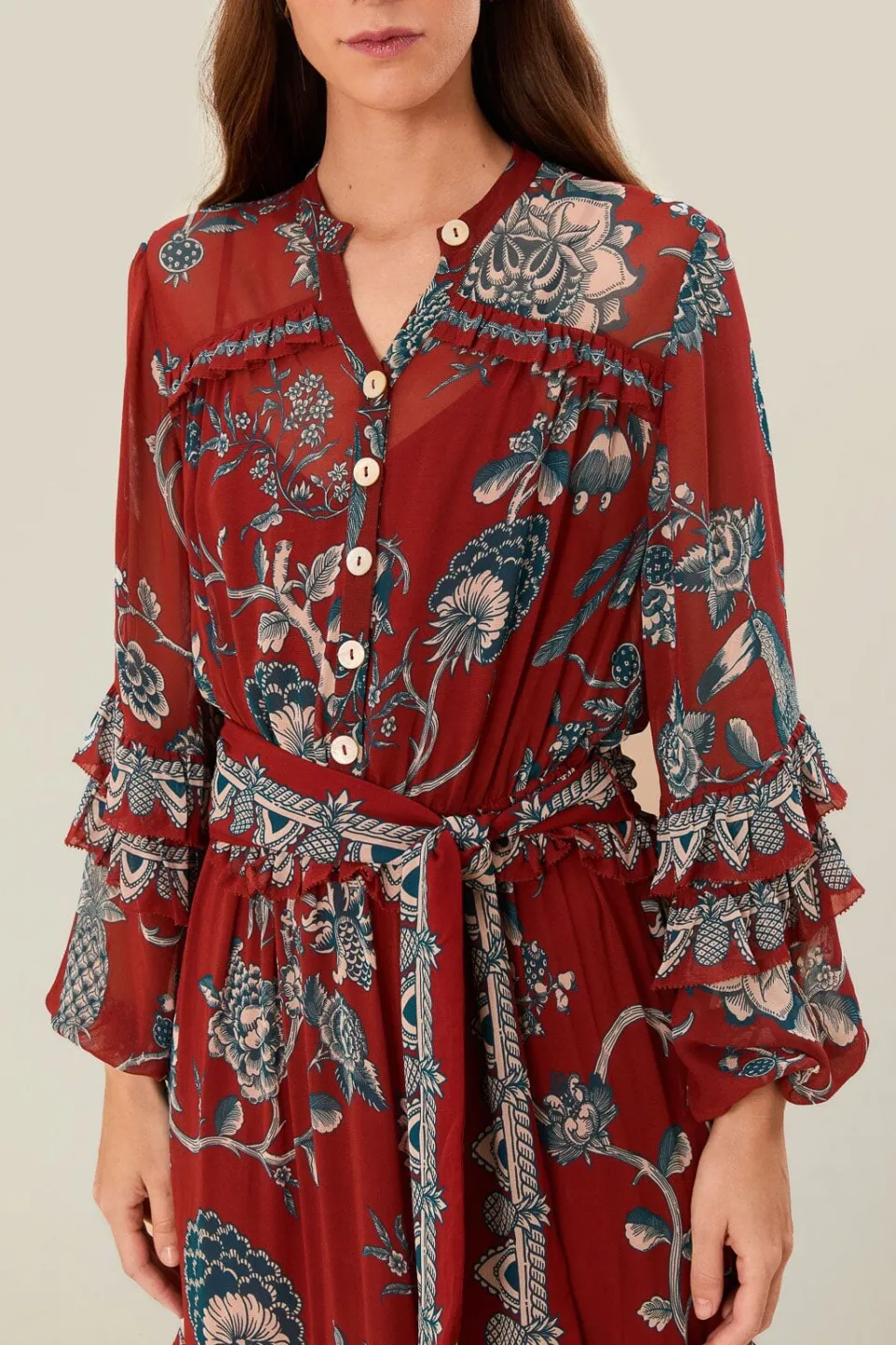 FARM Rio Robes Longues<Robe longue rouge Tropical Landing