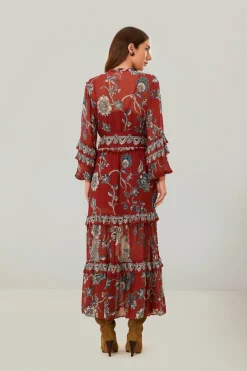 FARM Rio Robes Longues<Robe longue rouge Tropical Landing