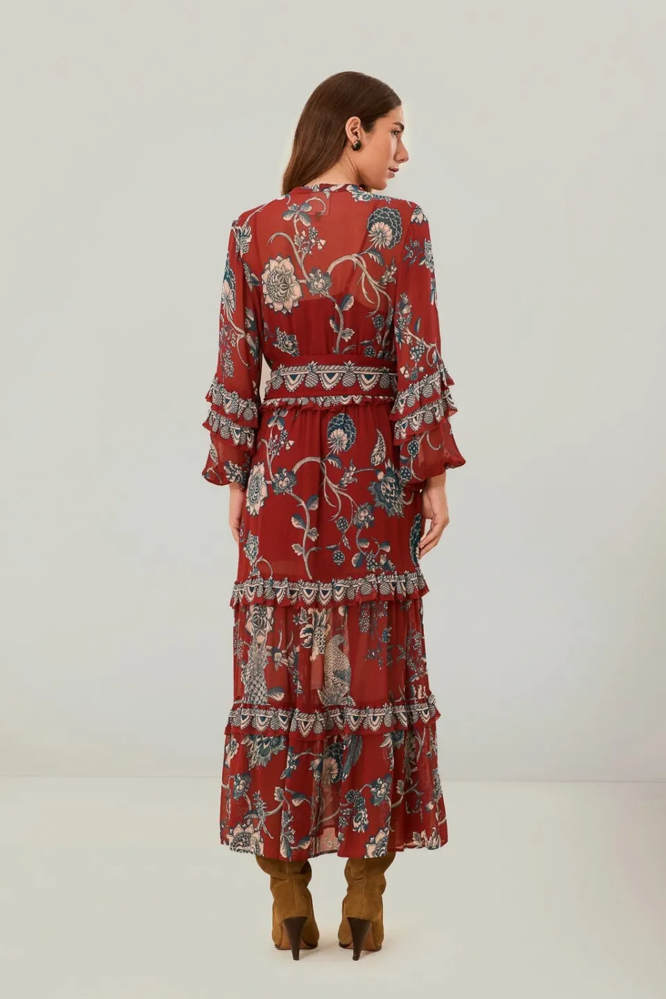 FARM Rio Robes Longues<Robe longue rouge Tropical Landing