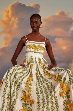FARM Rio  Robes Longues<Robe longue sans manches Off-White Tropical Lightness