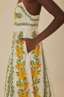 FARM Rio Robes Longues<Robe longue sans manches Off-White Tropical Lightness