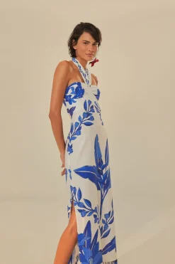 FARM Rio  Robes Longues<Robe longue sans manches Off-White Blue Yard