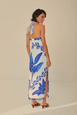 FARM Rio  Robes Longues<Robe longue sans manches Off-White Blue Yard
