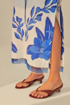 FARM Rio  Robes Longues<Robe longue sans manches Off-White Blue Yard