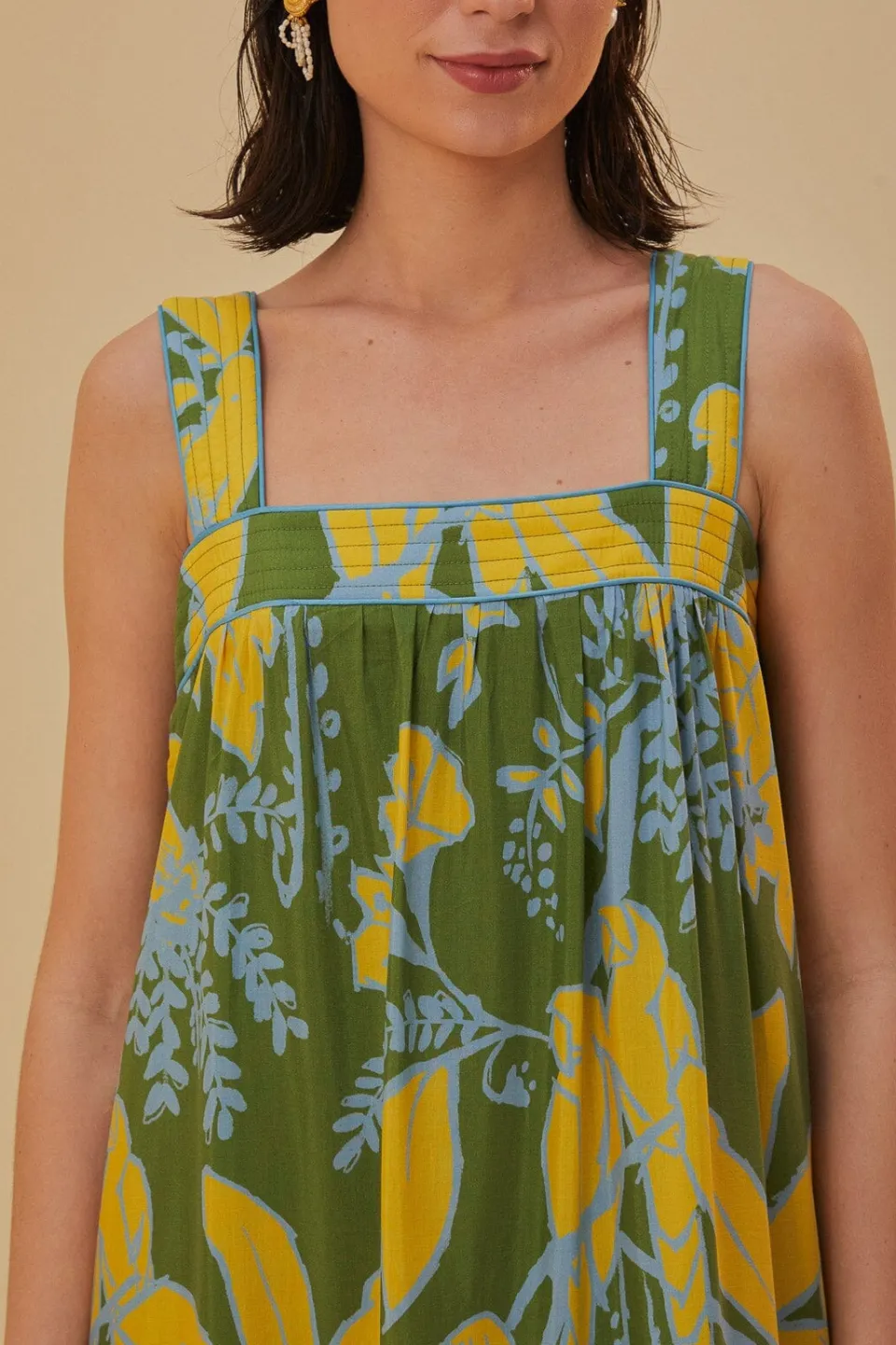 FARM Rio Robes Longues<Robe longue sans manches à croquis de feuillage vert