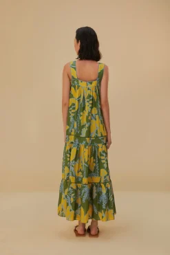 FARM Rio Robes Longues<Robe longue sans manches à croquis de feuillage vert