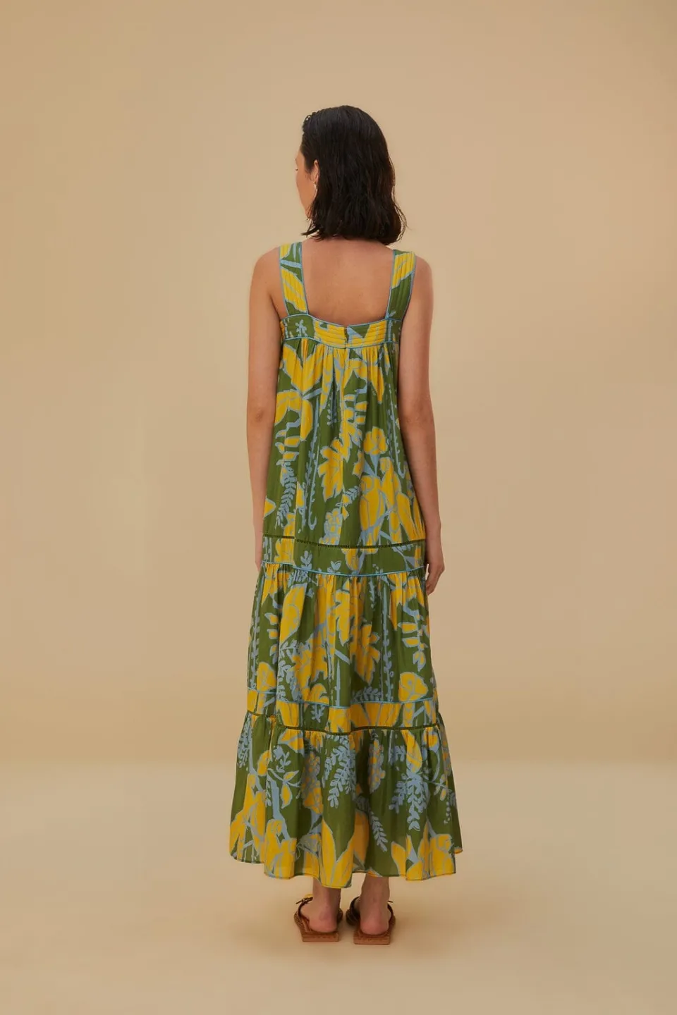FARM Rio Robes Longues<Robe longue sans manches à croquis de feuillage vert