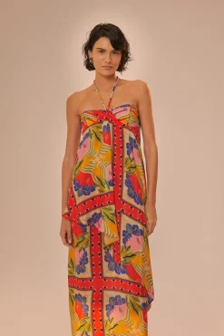 FARM Rio  Robes Longues<Robe longue sans manches avec foulard surréaliste sable