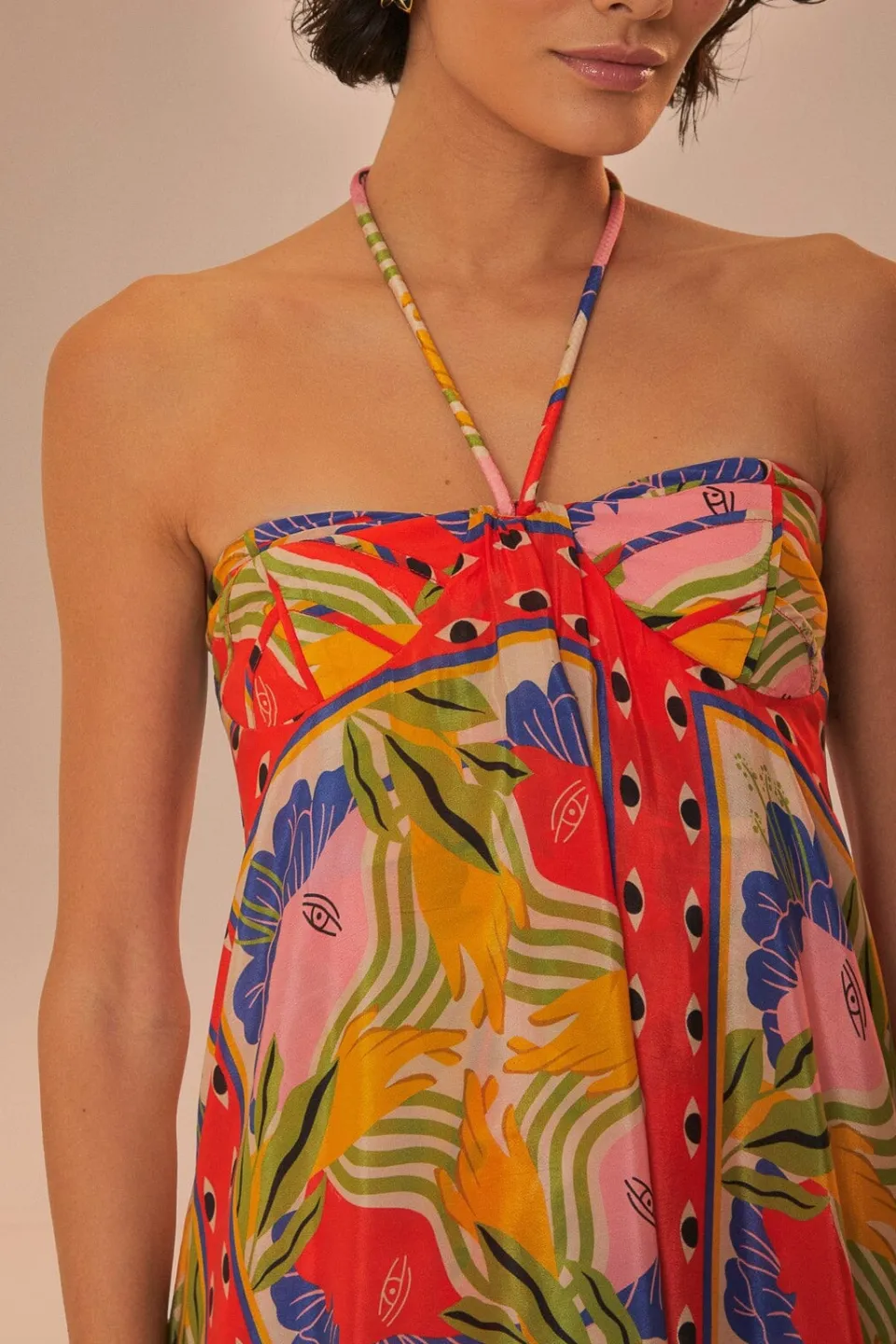FARM Rio Robes Longues<Robe longue sans manches avec foulard surréaliste sable