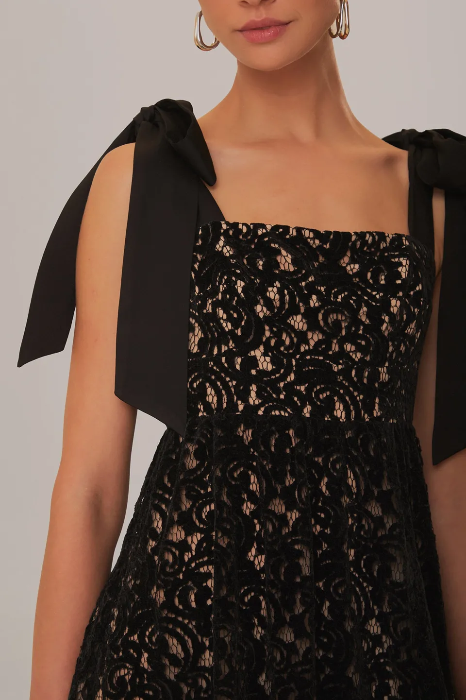 FARM Rio Robes Longues<Robe longue sans manches en dentelle de velours noir