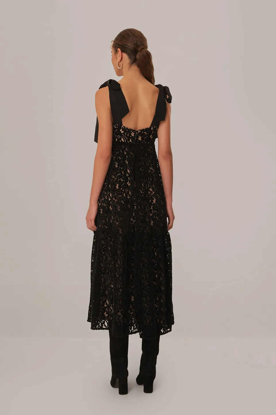 FARM Rio Robes Longues<Robe longue sans manches en dentelle de velours noir