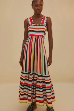 FARM Rio  Robes Longues<Robe longue sans manches à rayures colorées