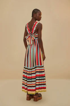 FARM Rio  Robes Longues<Robe longue sans manches à rayures colorées