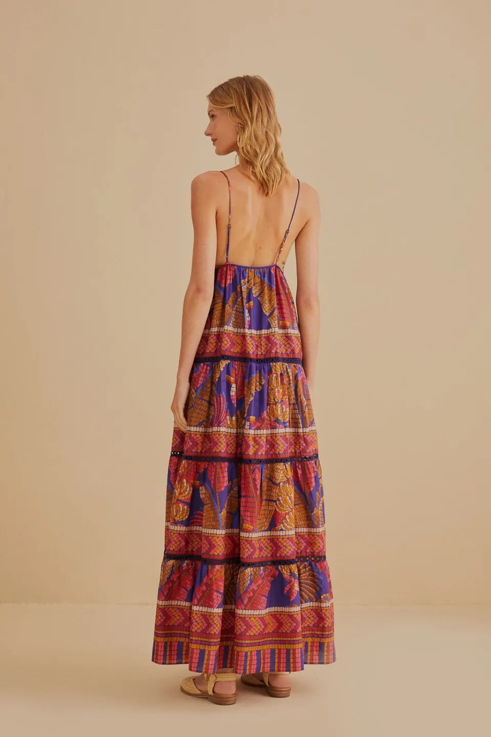 FARM Rio Robes Longues<Robe longue sans manches en mosaïque Blue Forest