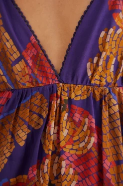 FARM Rio Robes Longues<Robe longue sans manches en mosaïque Blue Forest